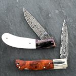 2 Pcs Damascus Custom Folding Knives Auction