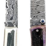 2 Pcs Damascus Custom Folding Knives Auction