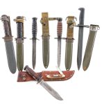 Seven US Military Knives and Bayonets