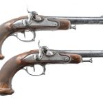 Cased Pair of French Percussion Dueling Pistols