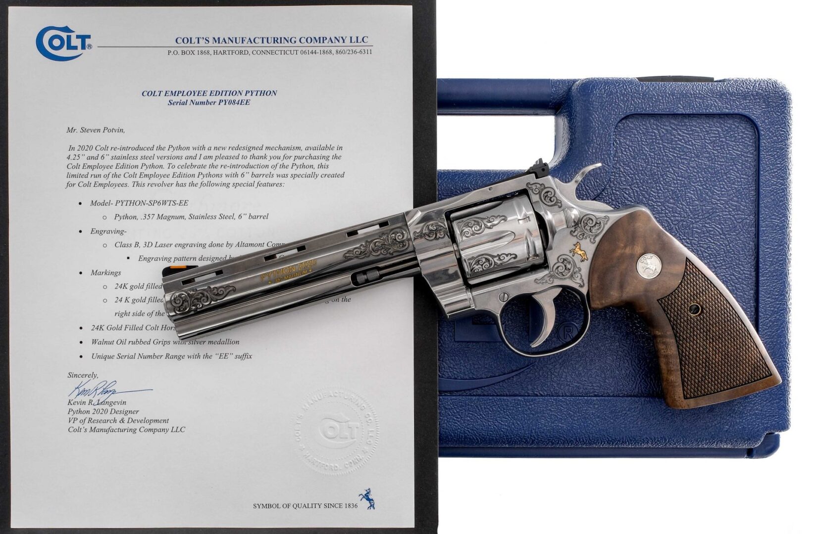 Colt Python Engraved Employee Edition .357 Mag - CT Firearms Auction